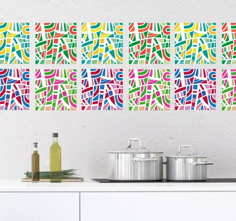 Multicolored tiles abstract Wall decal - TenStickers