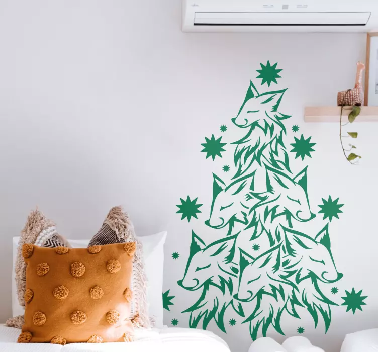 Christmas sticker with multiple fox heads - TenStickers