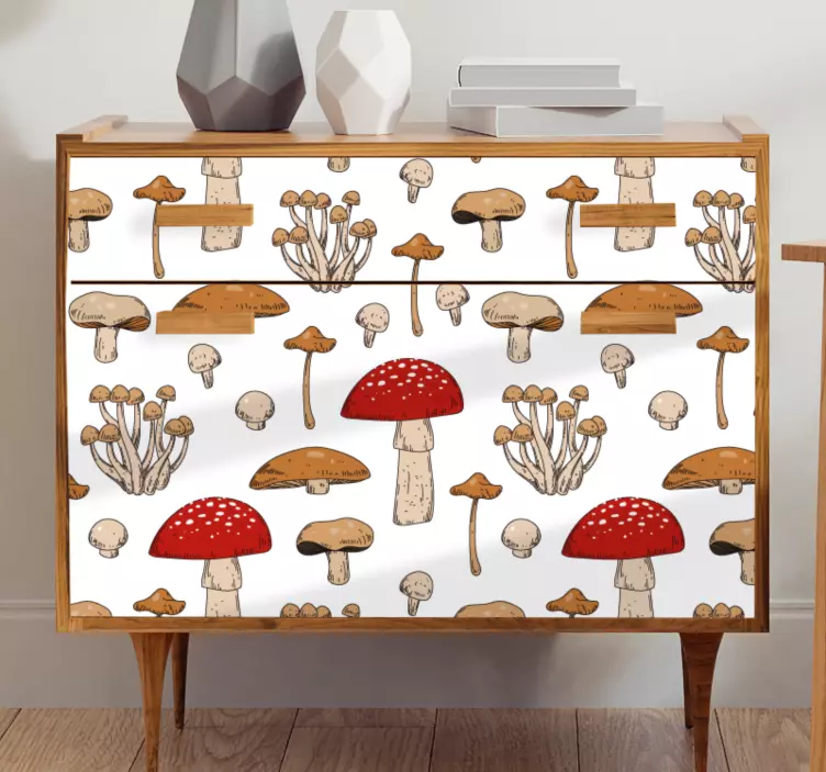 Mushroom white motif furniture sticker - TenStickers