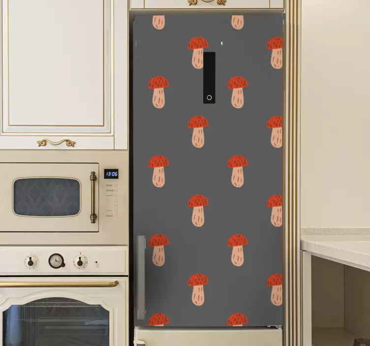 Mushroom Patterned Overlay fridge sticker - TenStickers