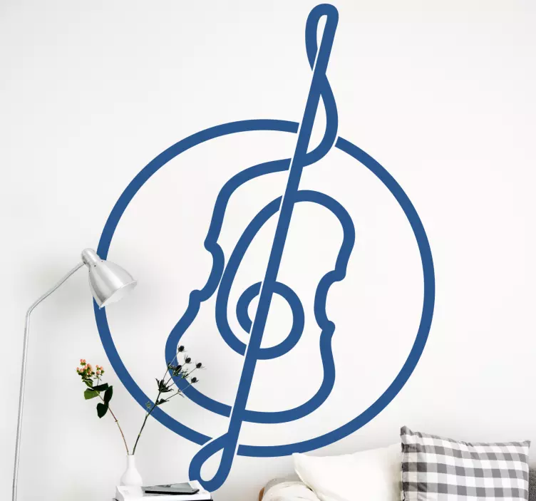 Musical violin design music stickers - TenStickers