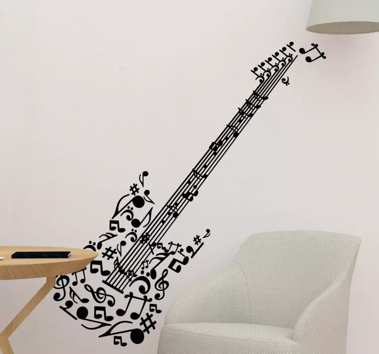 Musical Notes Guitar Wall Sticker - TenStickers