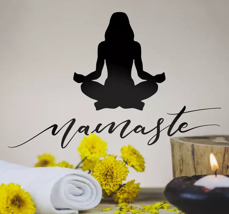 Namaste Yoga Silhouette Sticker - TenStickers