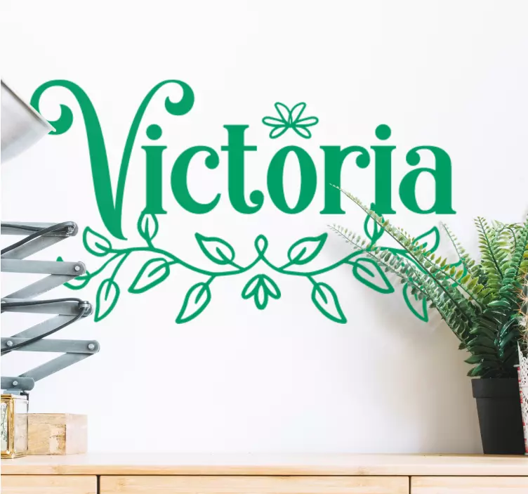 Name with leaf personalized sticker - TenStickers