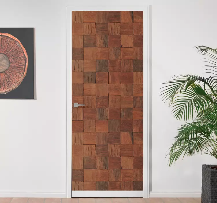 Natural Wood Panels door sticker - TenStickers