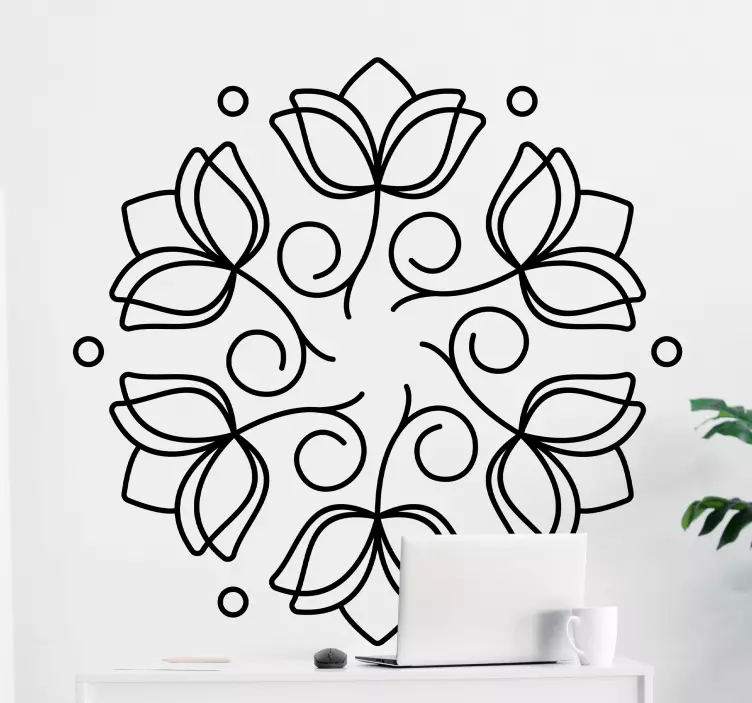 Nature wall sticker botanical mandala design - TenStickers