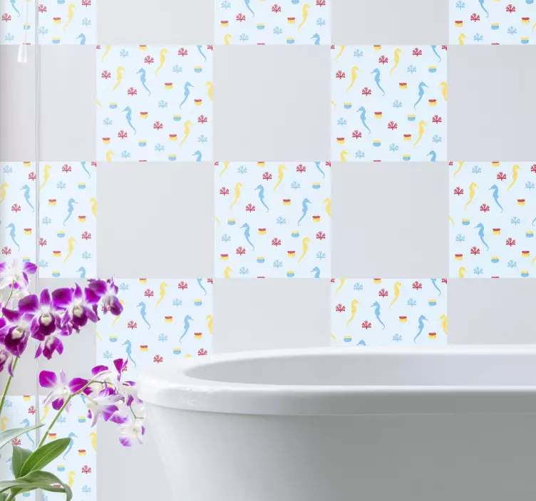 Nature wall sticker seahorse nature splash - TenStickers