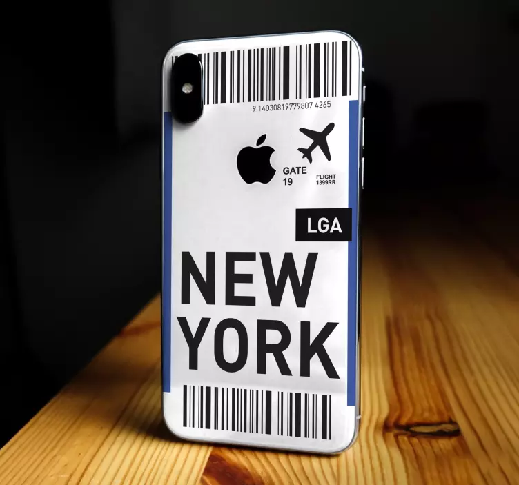 New York travel ticket iPhone sticker - TenStickers