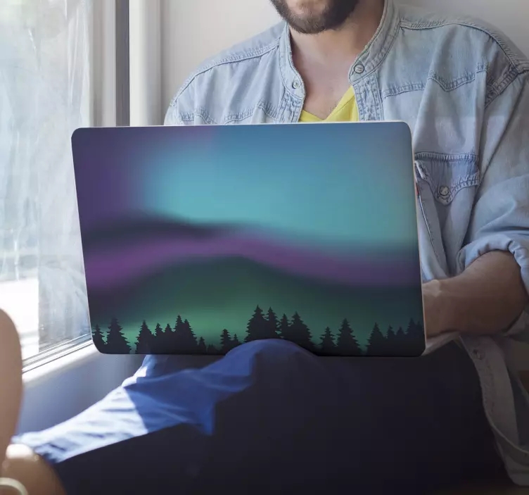 Northern lights water effect laptop sticker - TenStickers