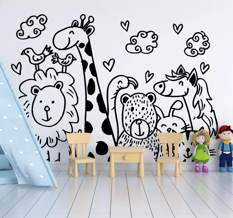 Nursery happy animals wild animal decal - TenStickers