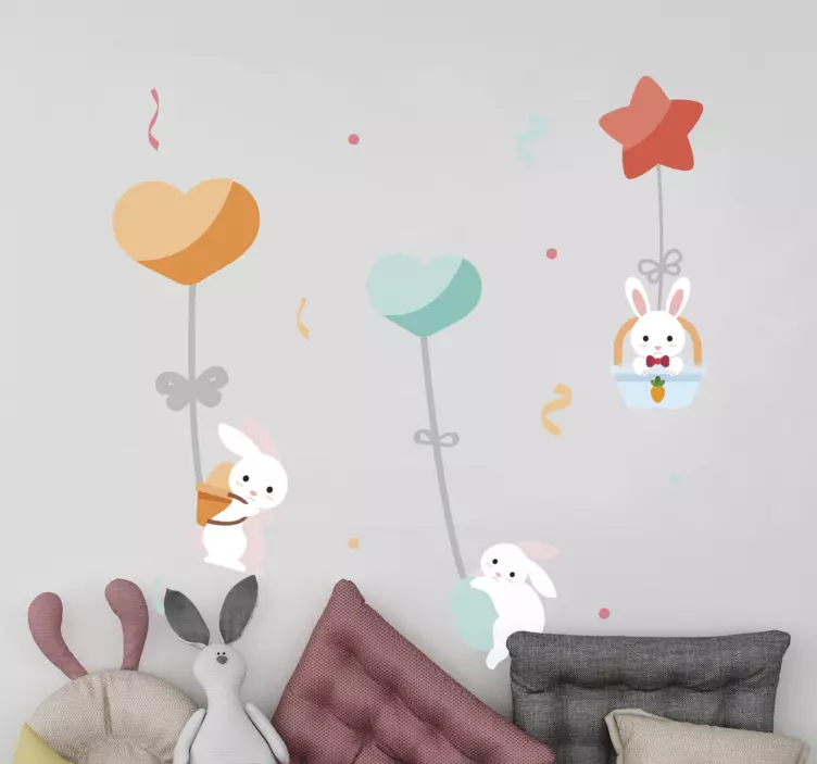 nursery with cute rabbits illustration sticker - TenStickers