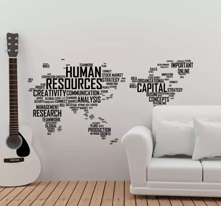 Office text world map wall sticker - TenStickers