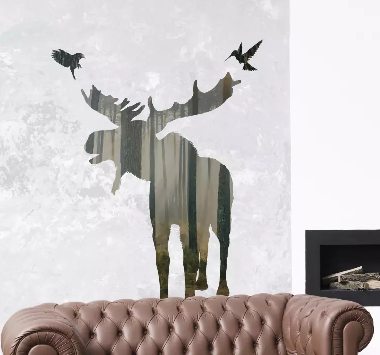 oh deer in the forest wild animal decal - TenStickers