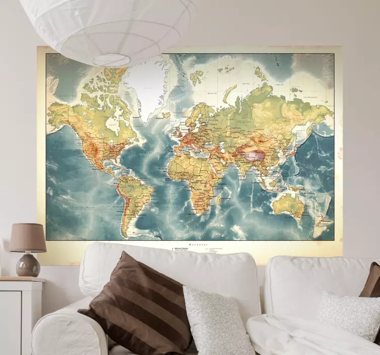 Old Style World Map Wall Sticker - TenStickers