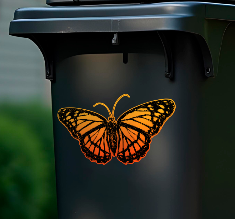 Orange Butterfly Vintage recycling decal for bin - TenStickers