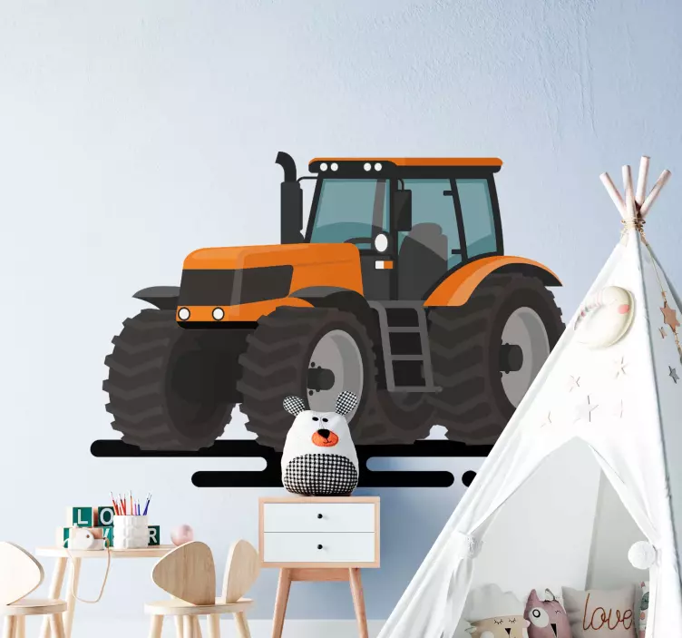 Orange tractors toy sticker - TenStickers
