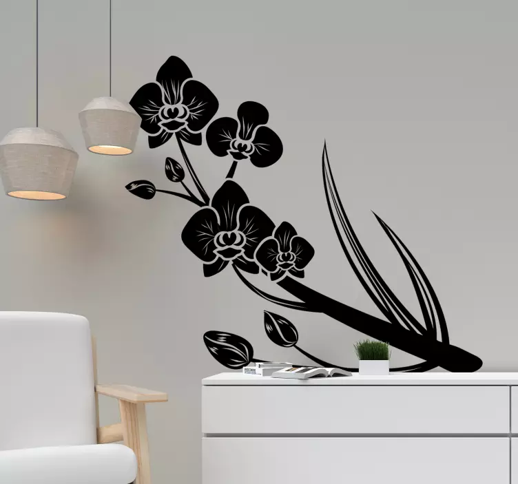 Orchid contour flower wall sticker - TenStickers