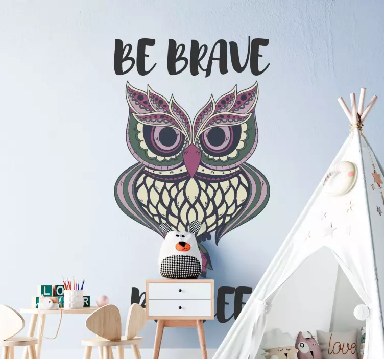 Owl be brave be free animal wall sticker - TenStickers