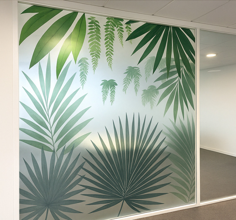 Palm leaves motif glassware sticker - TenStickers