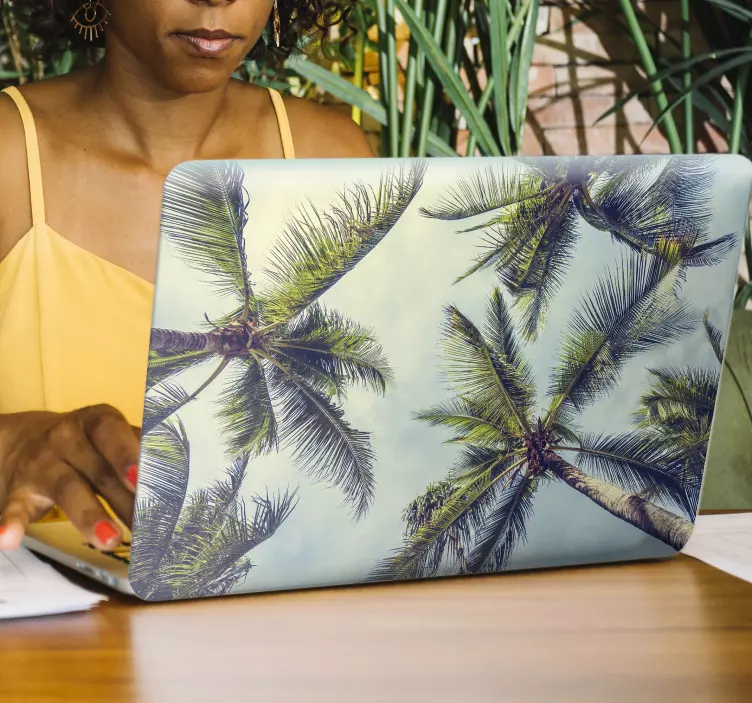 Palm tree landscape laptop decal - TenStickers
