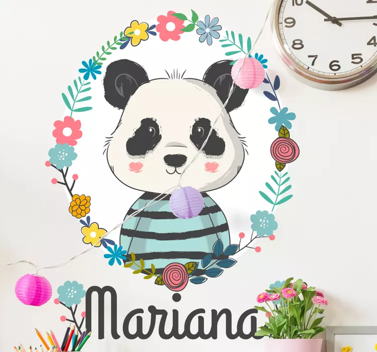 Panda personalised name animal wall sticker - TenStickers