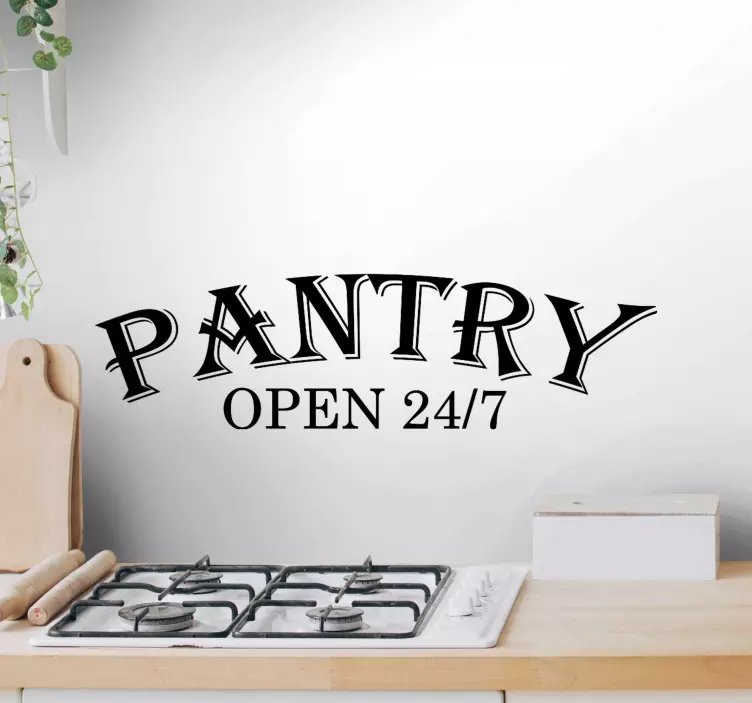 Pantry 24/7 kitchen wall text sticker - TenStickers