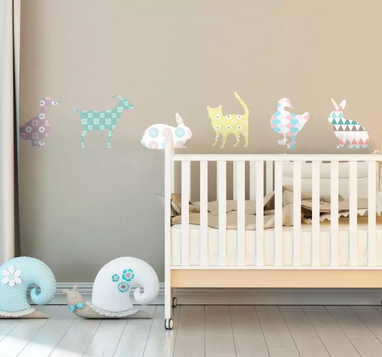 pastel colorrs geometric textures wall sticker - TenStickers