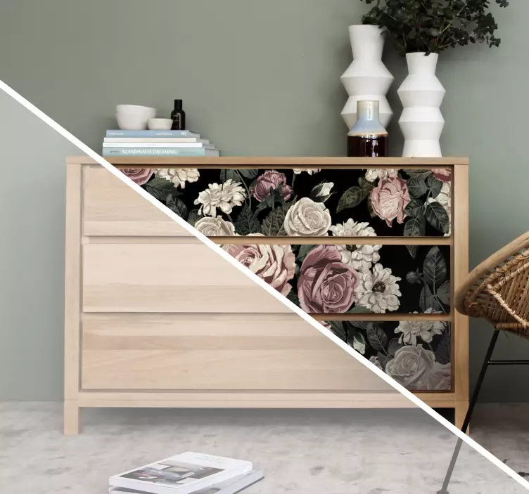 Pattern of big roses furniture sticker - TenStickers