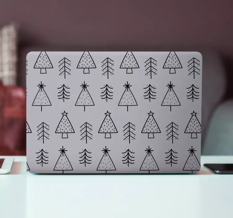 Christmas sticker with patterned christmas trees - TenStickers