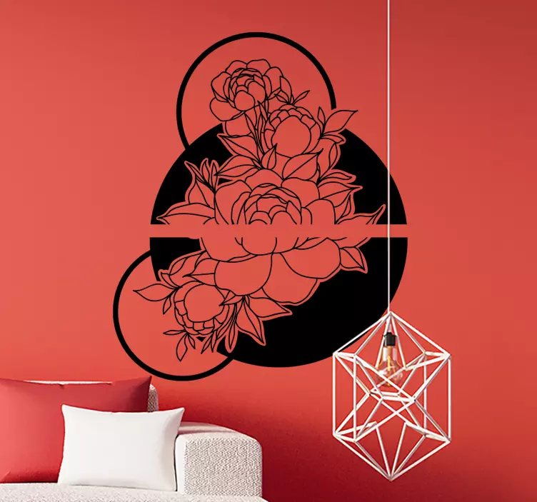 Peony cut in half flower wall sticker - TenStickers