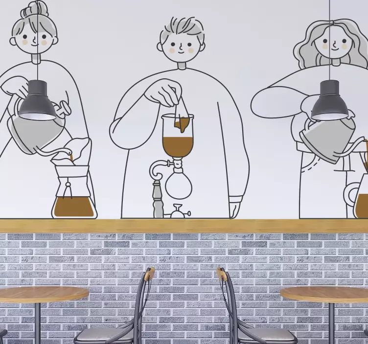 people making different coffee methods drink - TenStickers