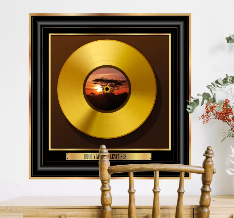 Personalised gold record plaque music sticker - TenStickers