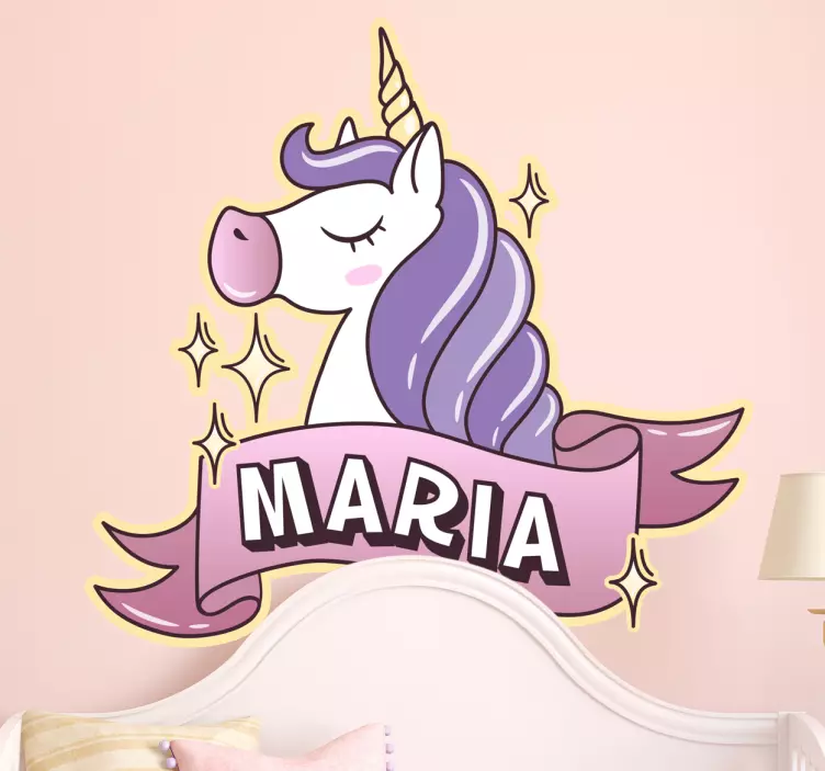 Personalised Kids Name Unicorn Wall Sticker - TenStickers