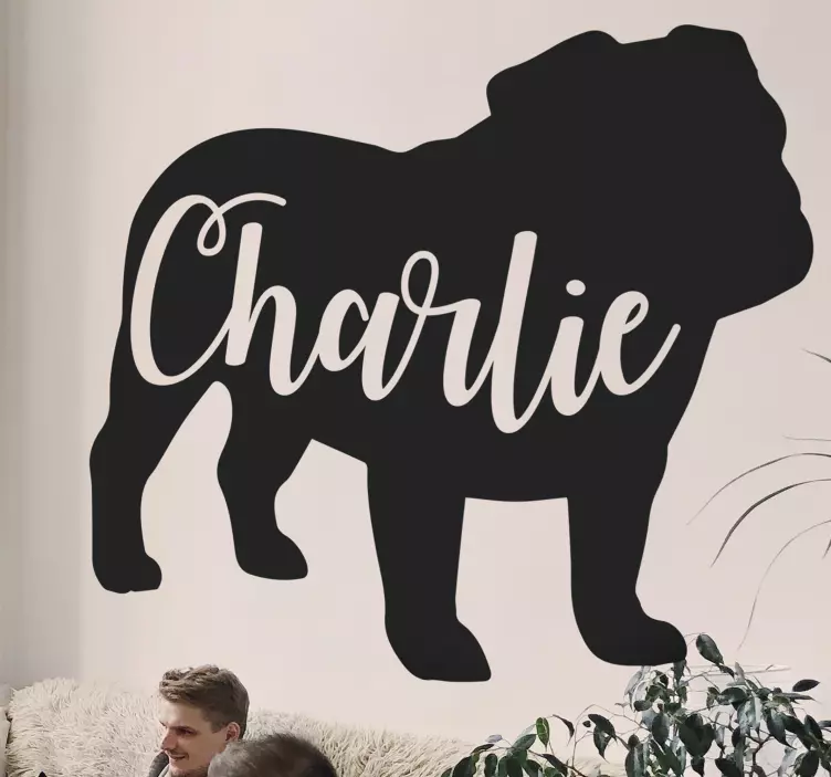 Personalised name British bulldog silhouette - TenStickers