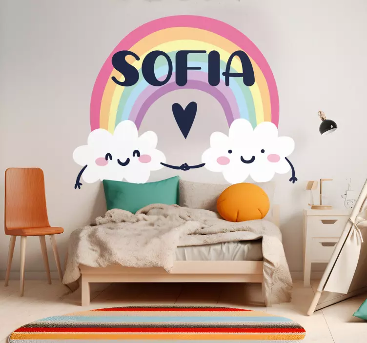 Personalised name in rainbow bedroom  Sticker - TenStickers
