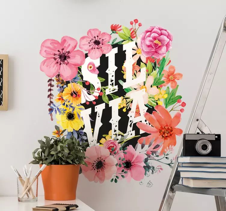 Personalizable Flowers flower wall sticker - TenStickers