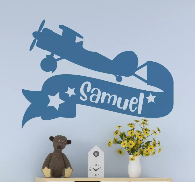 Personalized banner plane illustration sticker - TenStickers