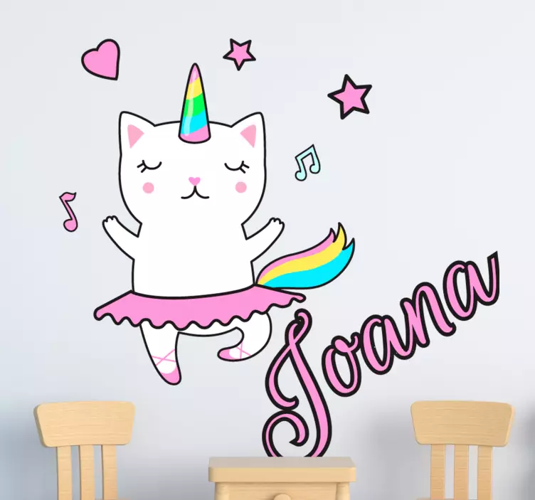 Personalized name cat dancer character  stickers - TenStickers