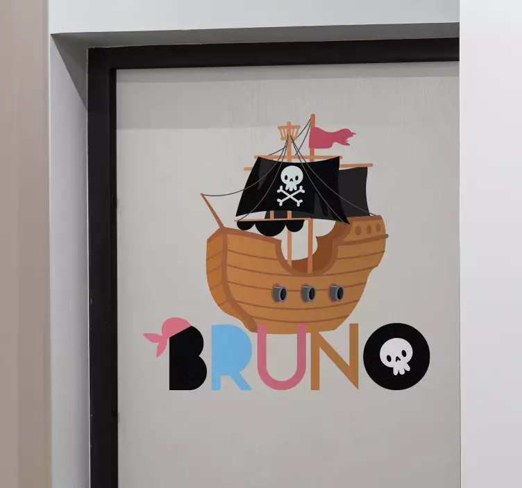 Personalized pirate name door sticker - TenStickers