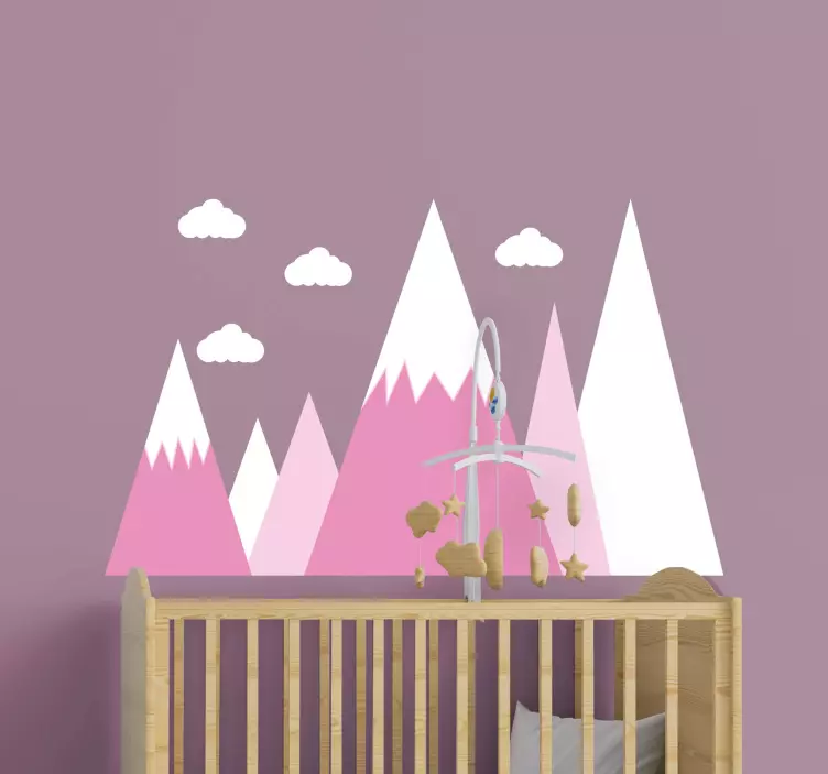 Pink and White Mountains wall sticker - TenStickers