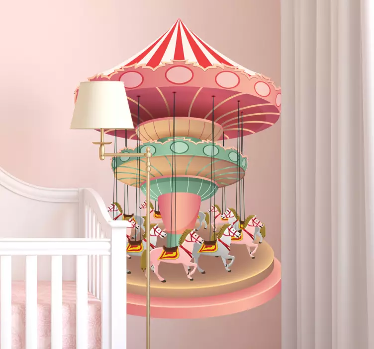 Pink carousel circus wall sticker - TenStickers