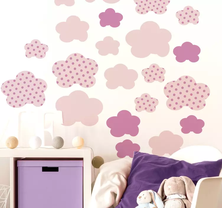 Pink clouds illustration sticker - TenStickers