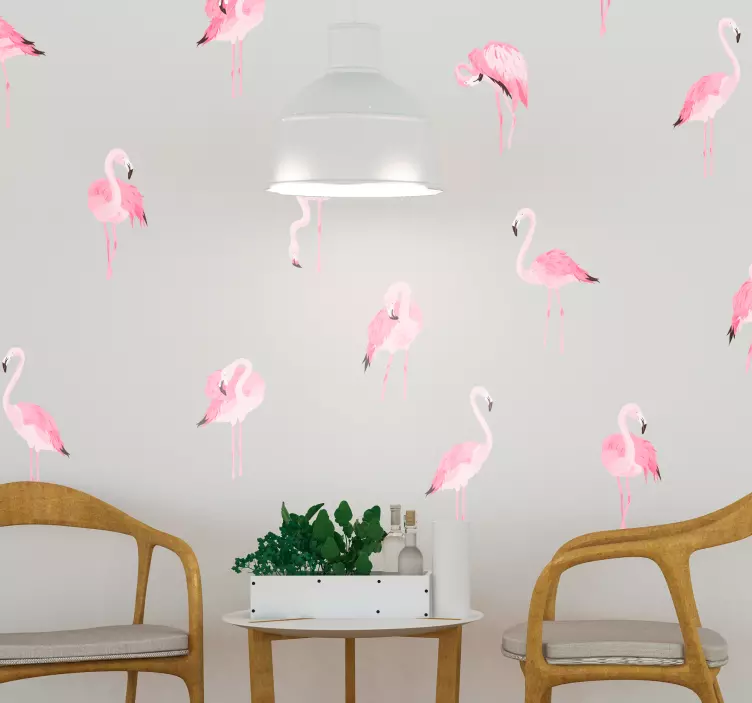 Pink flamingos living room animal wall sticker - TenStickers