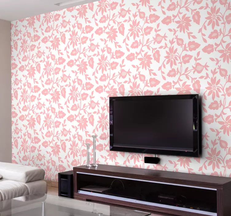 Pink flower Wall Mural sticker - TenStickers