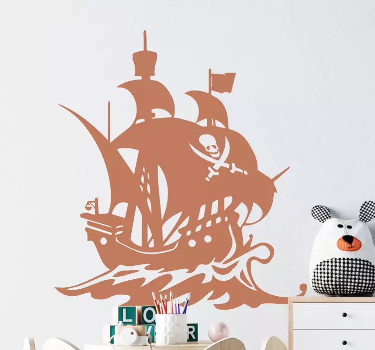 Pirate ship children  illustration sticker - TenStickers