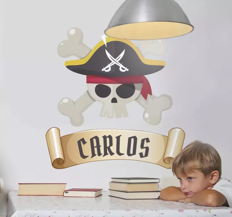 Pirate skull with swords and name sticker - TenStickers
