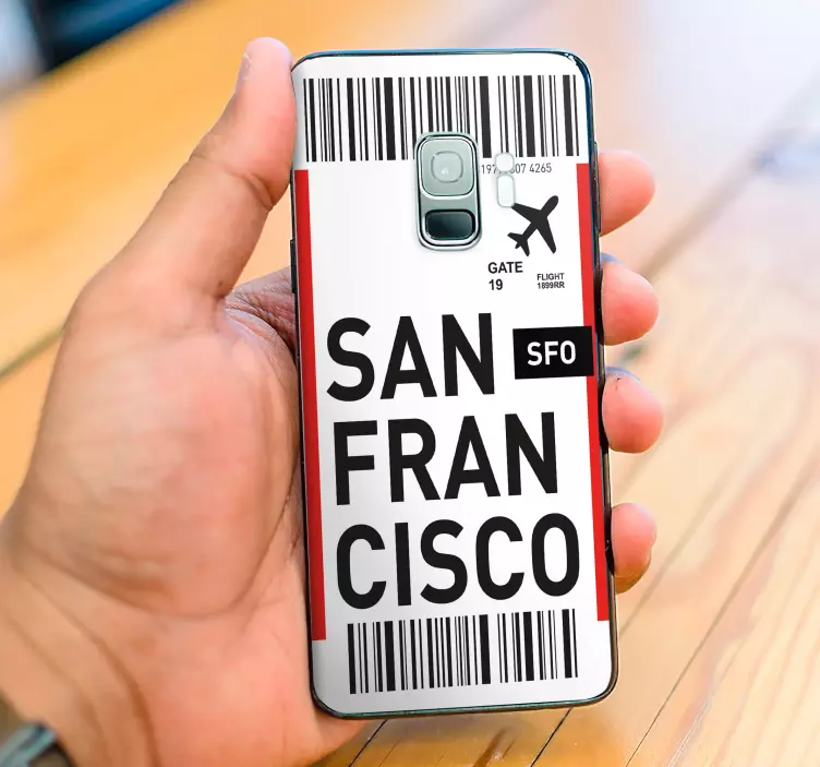 Plane ticket to San Francisco Samsung stickers - TenStickers