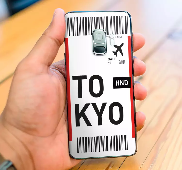 Plane ticket to Tokyo  Samsung sticker - TenStickers