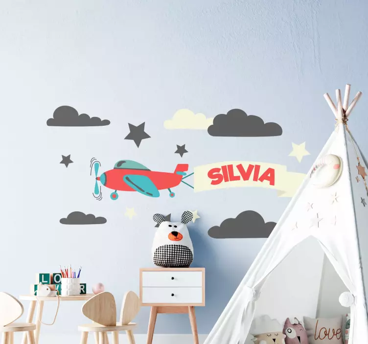 Planes with name and stars illustration decal - TenStickers