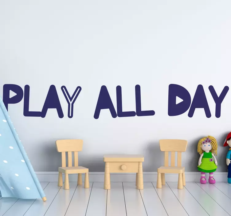 Play all day Childrens Bedroom Wall decal - TenStickers
